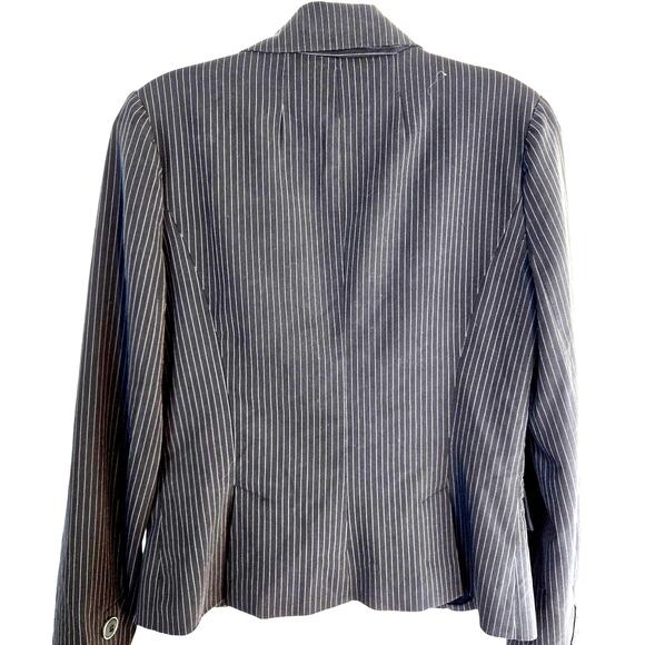 Grass Collection Women's Blazer Medium M Gray Stripe Suit Coat Misses Size 8 10 - Picture 6 of 7